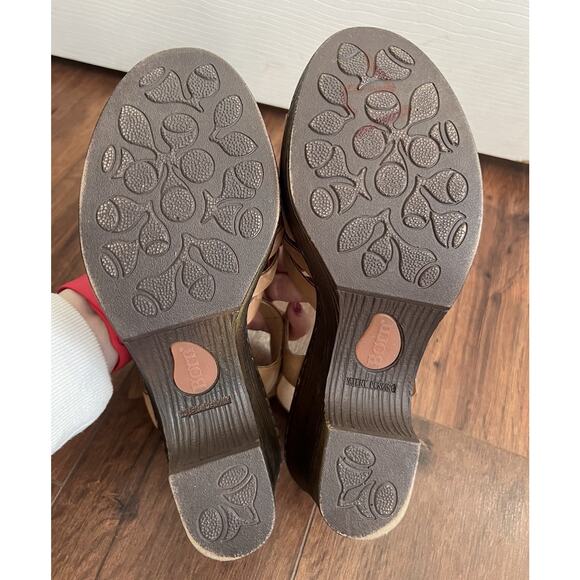 BORN Tan Neutral Leather Comfort Strappy Retro Platform Sandals Shoes Sz 10M - Picture 11 of 12